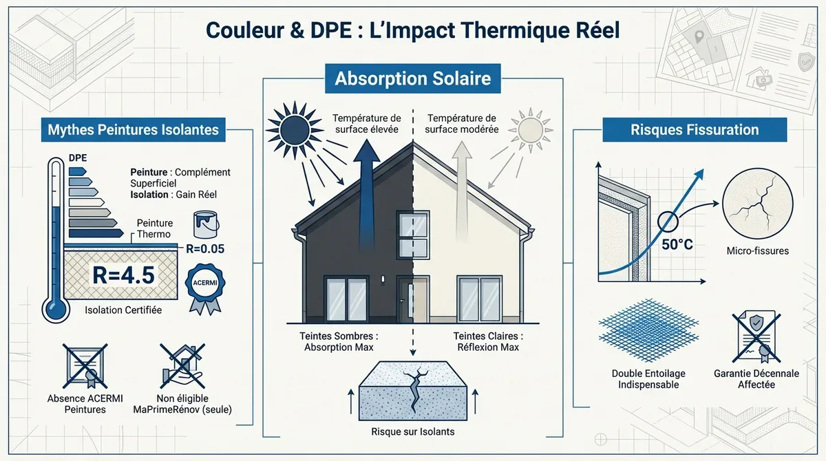 Impact de la couleur de l'enduit sur la performance thermique et le DPE