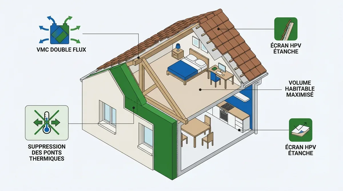 Maison individuelle avec isolation thermique par l'extérieur et toiture rénovée pour un confort optimal