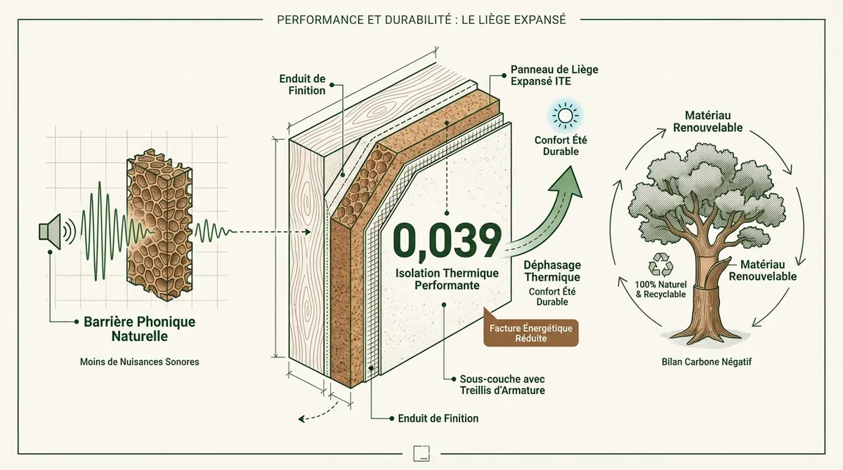 Panneaux de liège expansé pour isolation thermique par l'extérieur